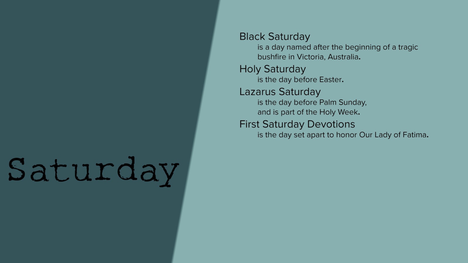 Описание субботы на английском языке