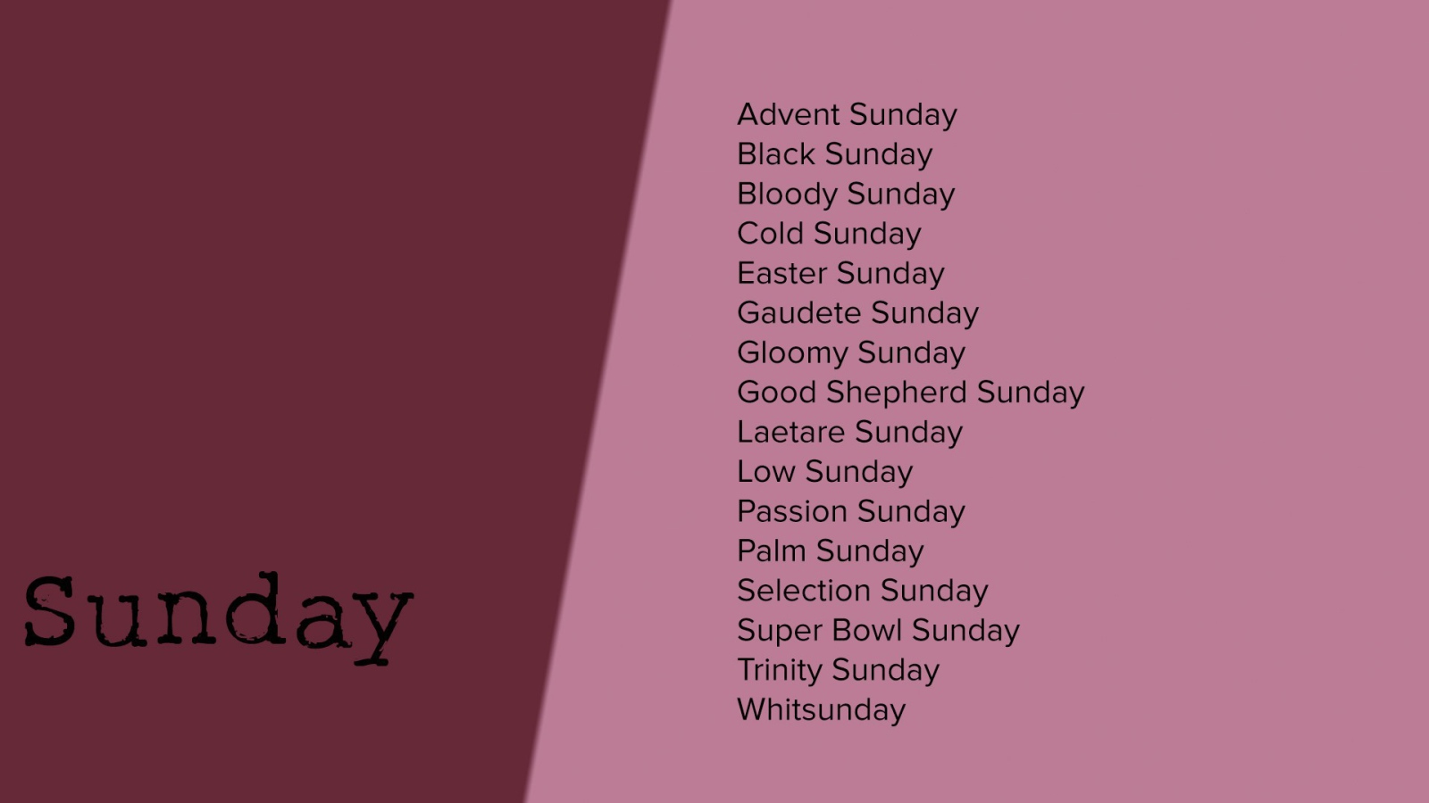 Описание воскресенья на английском языке