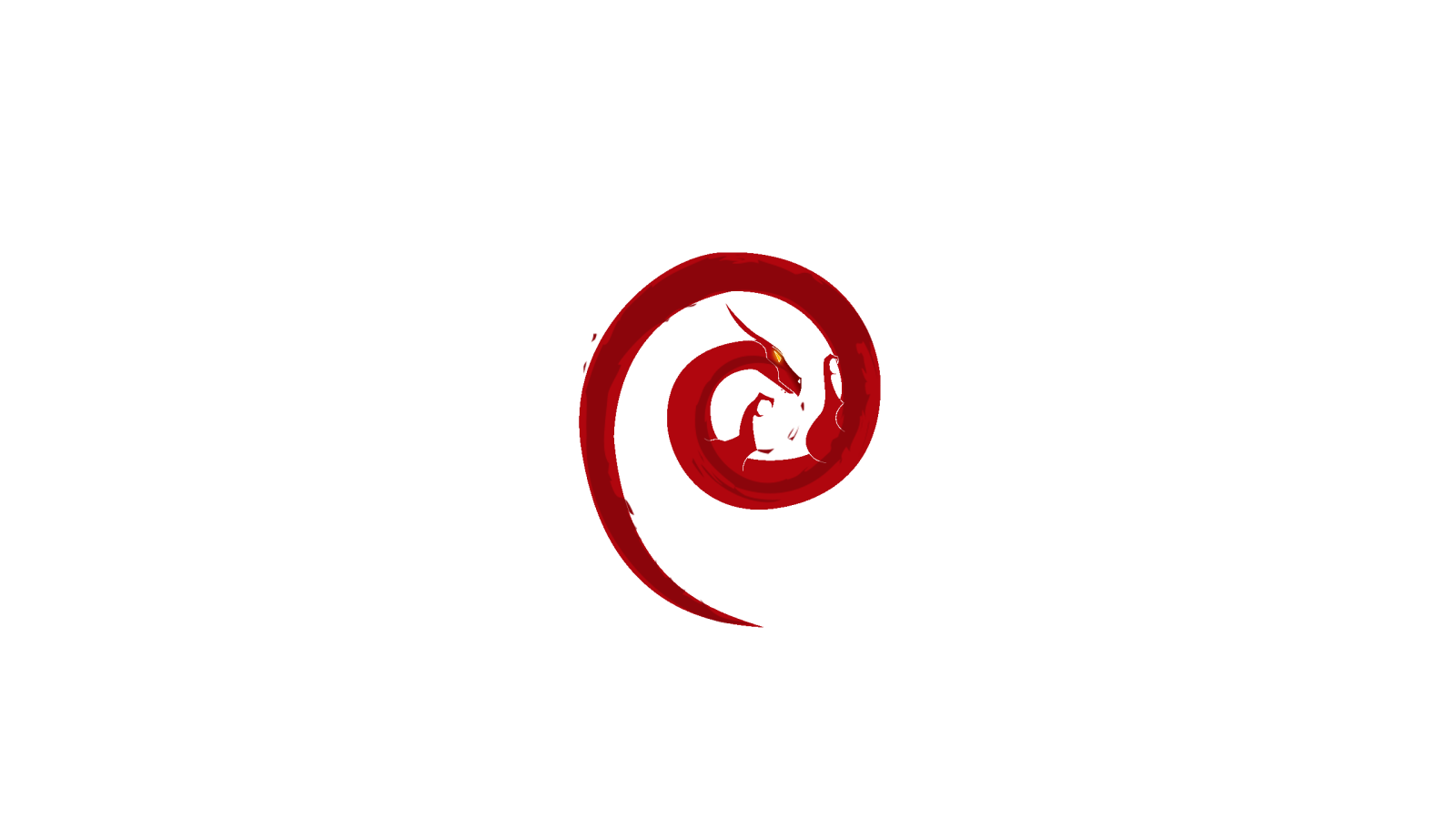 Дракон Debian, белый фон