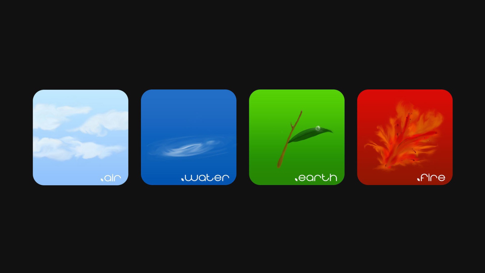 Четыре стихии на сером фоне
