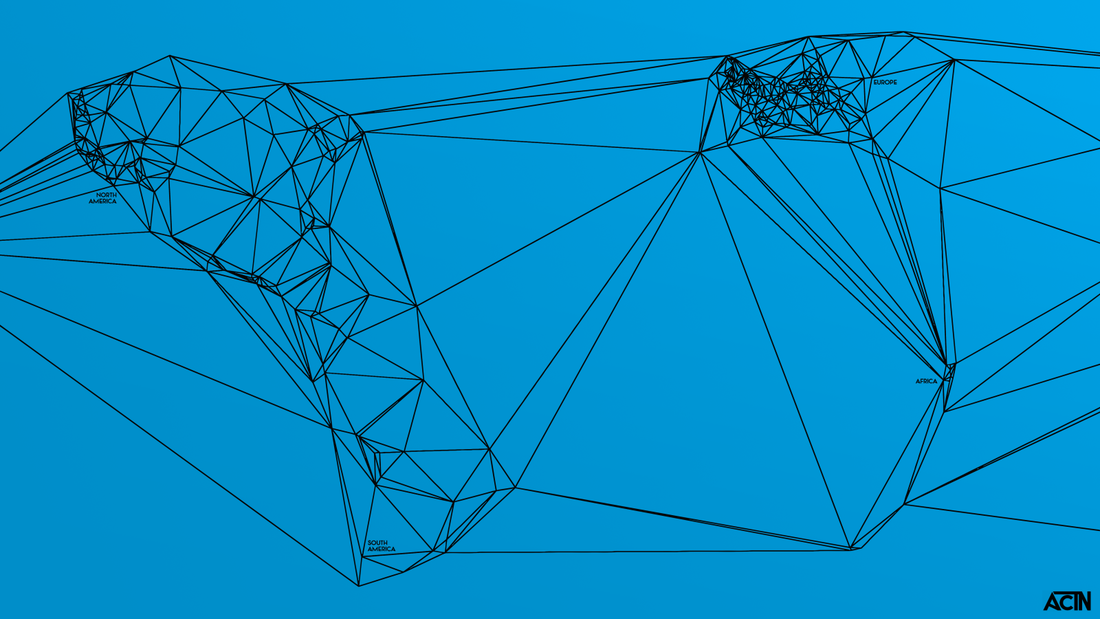 Геометрическая карта мира Nicholas Felton, голубой фон