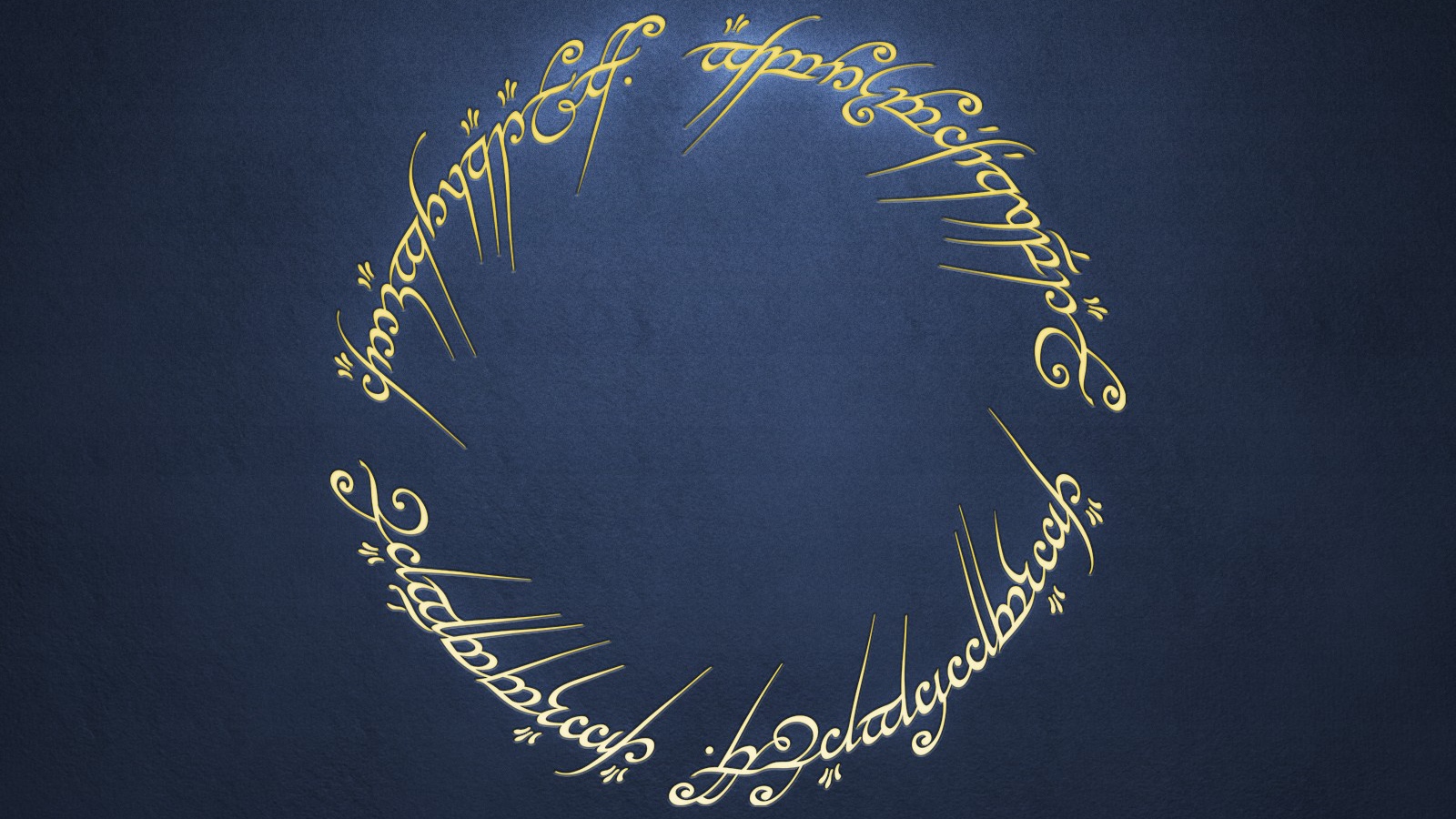 Надписи с Кольца всевластия на синем фоне