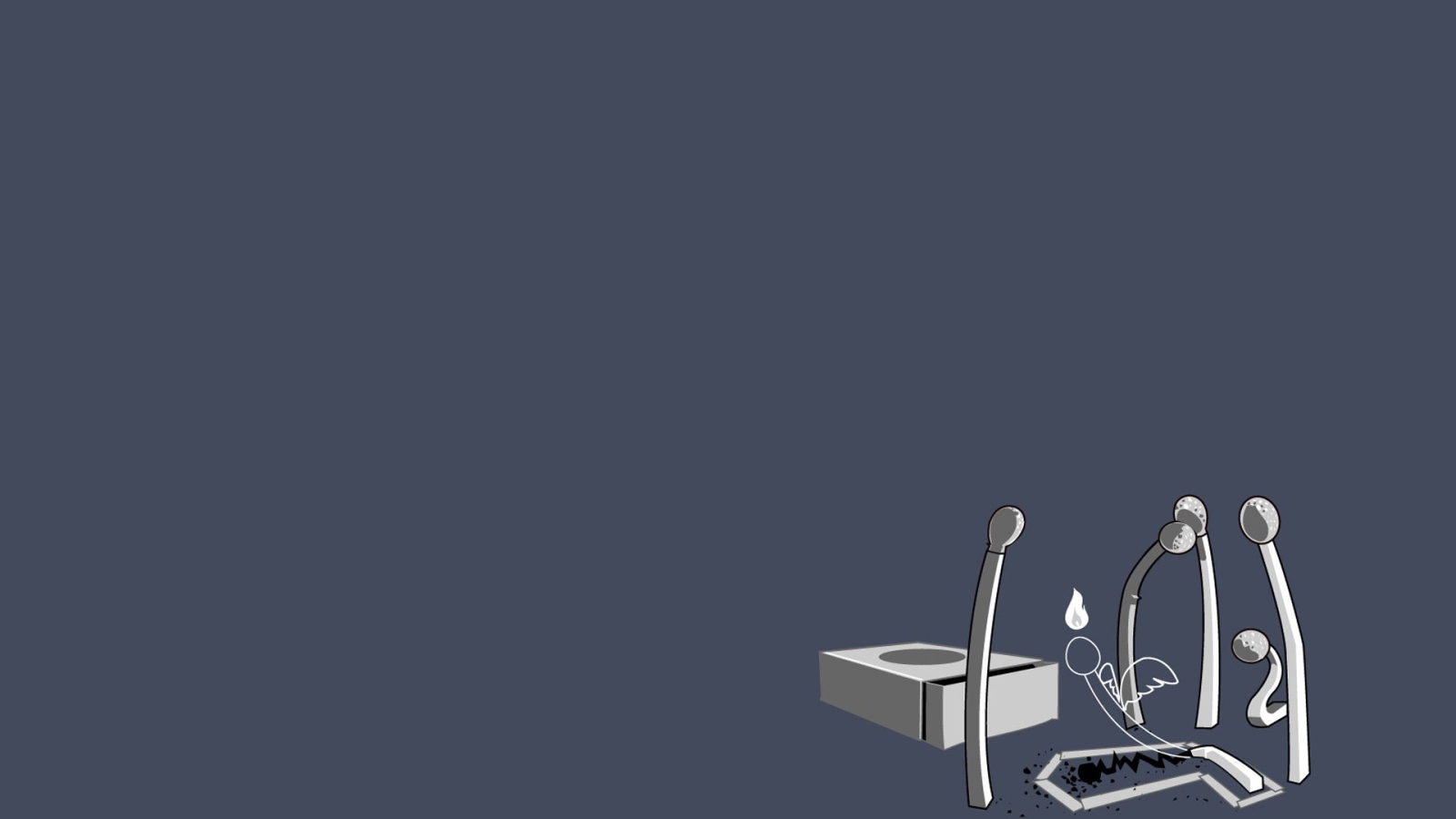 Спички потеряли друга, серый фон