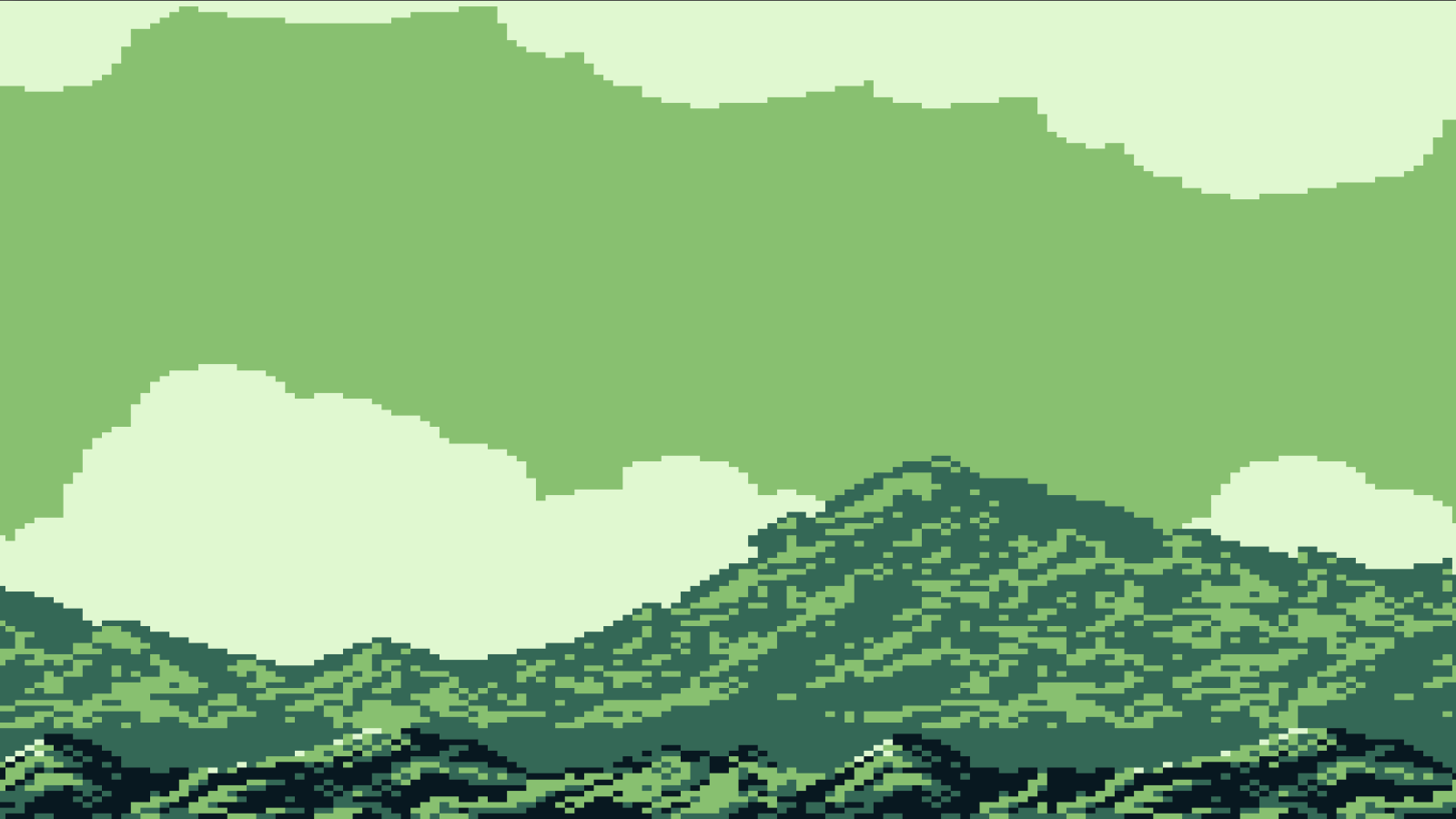 Горный пейзаж, цифровой зеленый фон