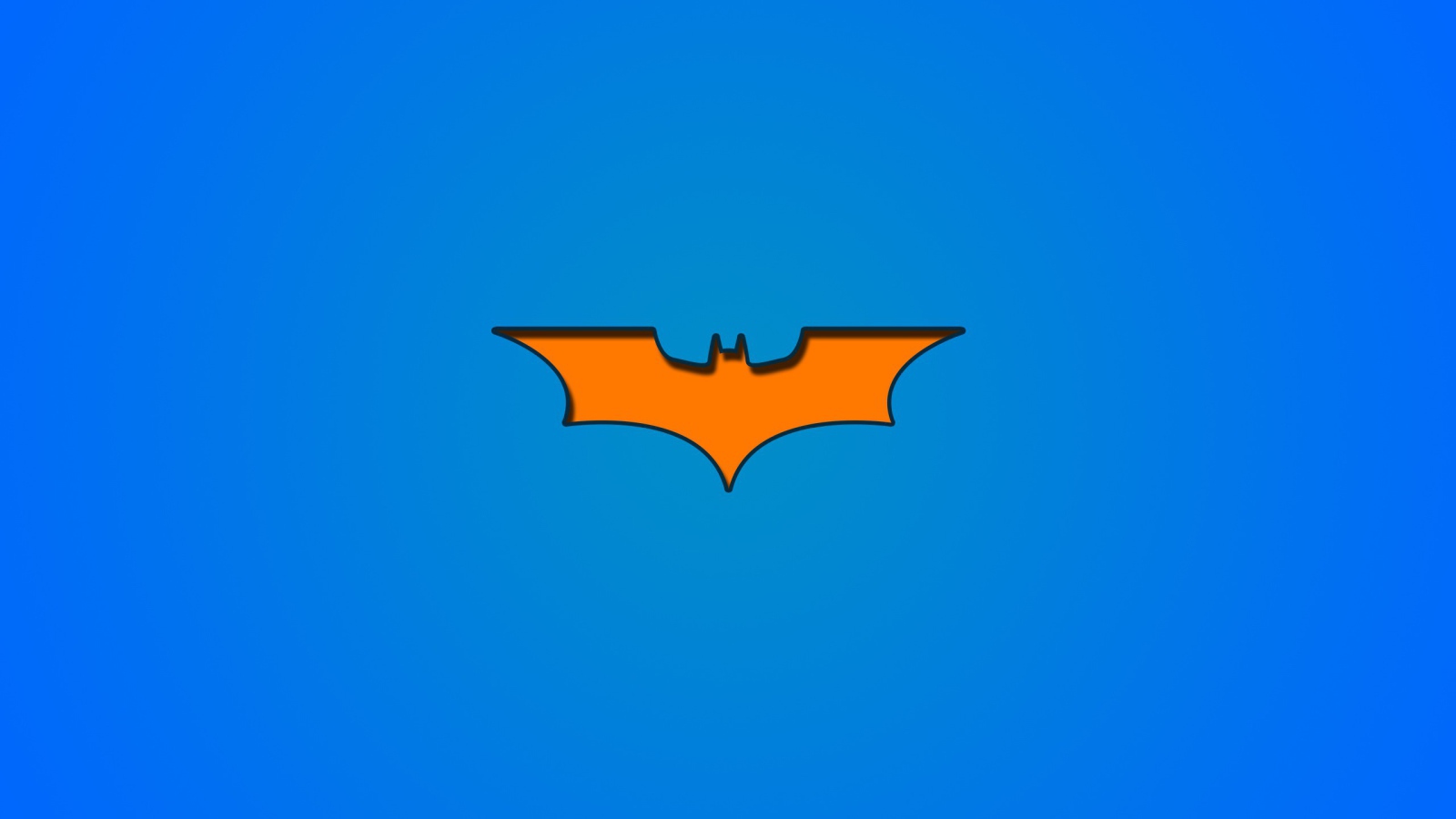 Оранжевый символ Бетмана на голубом фоне