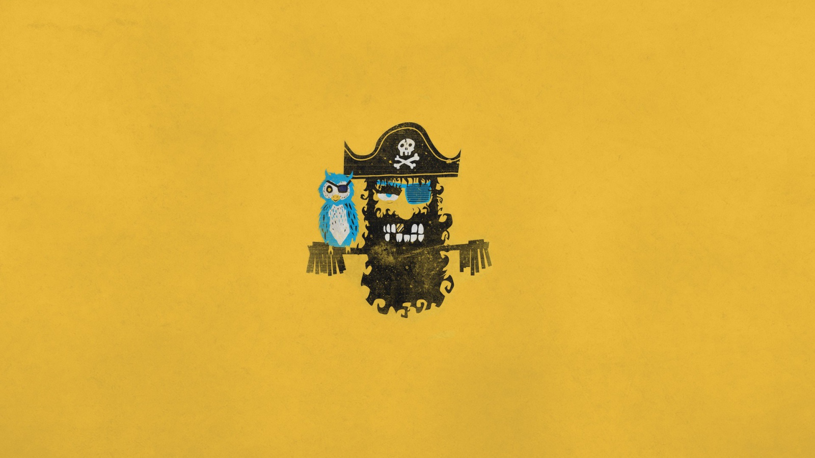 Пират и попугай, желтый фон