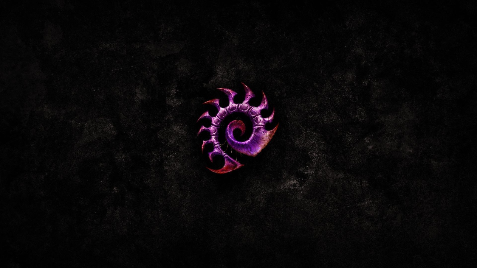 Фиолетовый символ из Starcraft II, черный фон