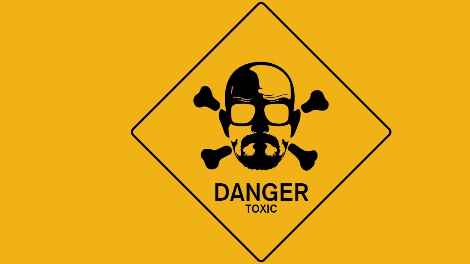 Знак опасно токсично, желтый фон