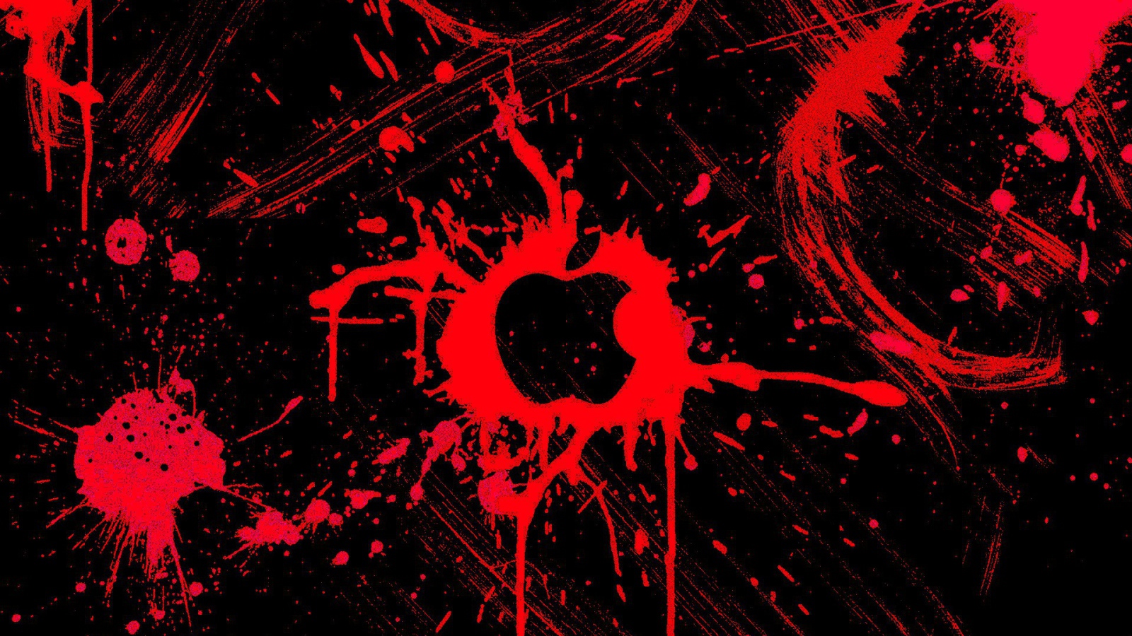 Символ на красном трафарете Apple Inc.