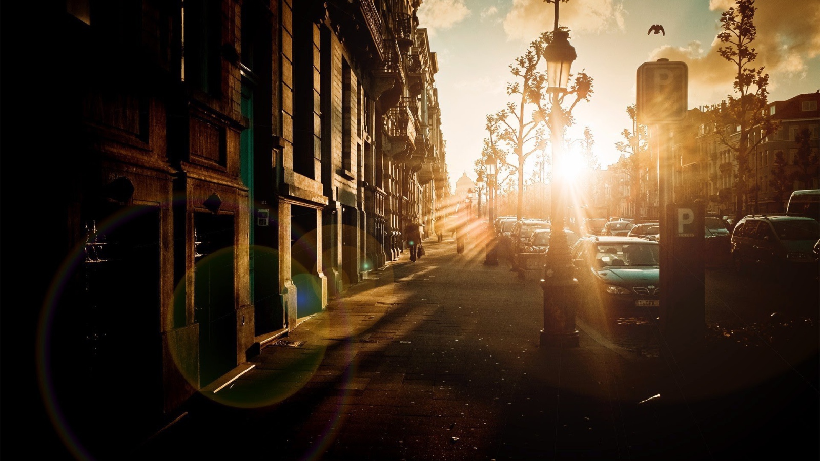 Блик от солнца на закате