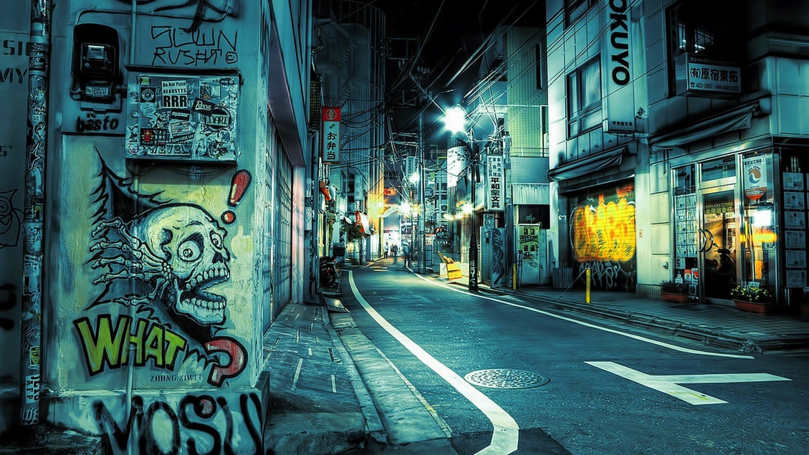 Граффити на стенах в городе в Японии