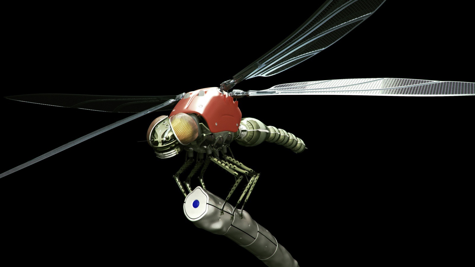 Стрекоза робот на железном стебле