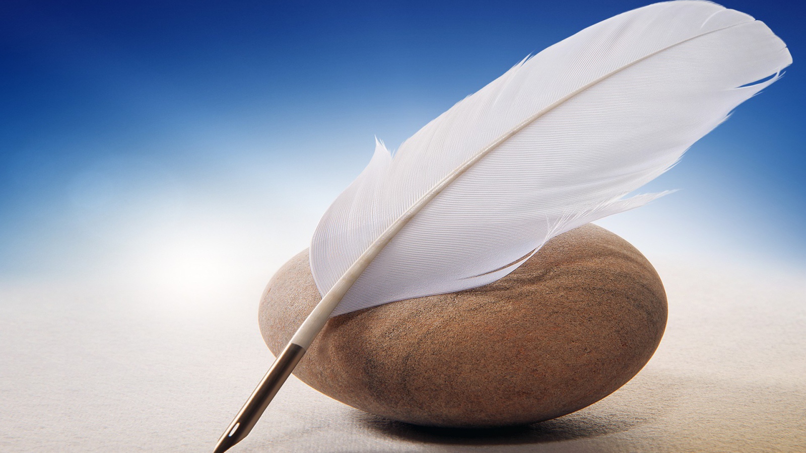 Перо для письма и морской камень