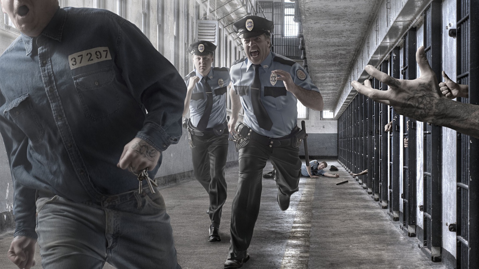 Преступник убегает от охраны в тюрьме