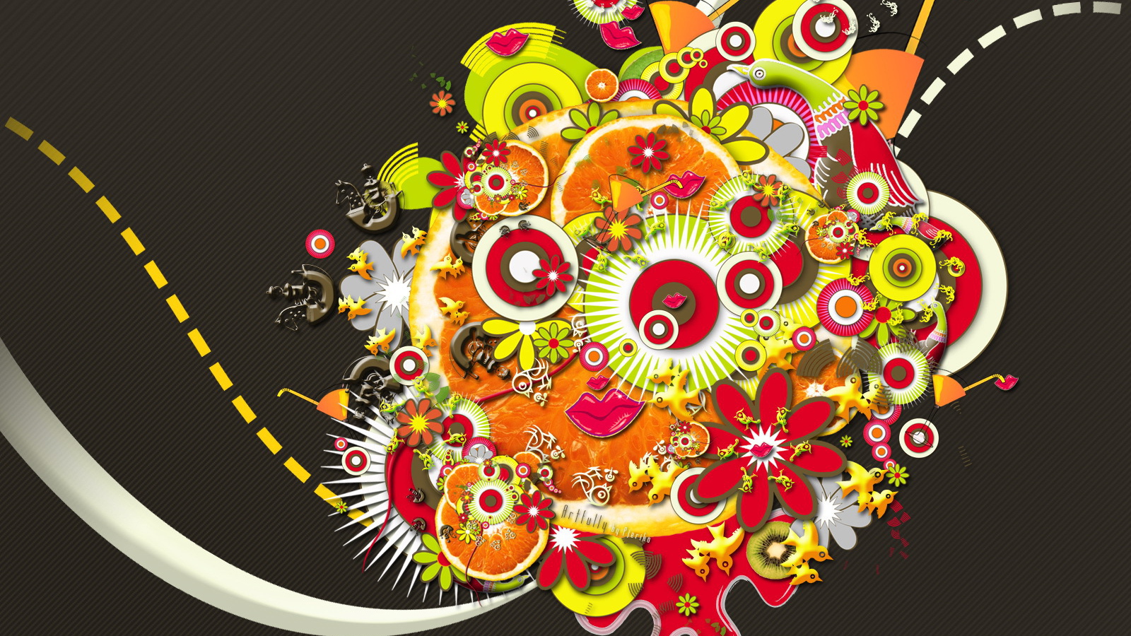 Абстрактный букет на черном фоне