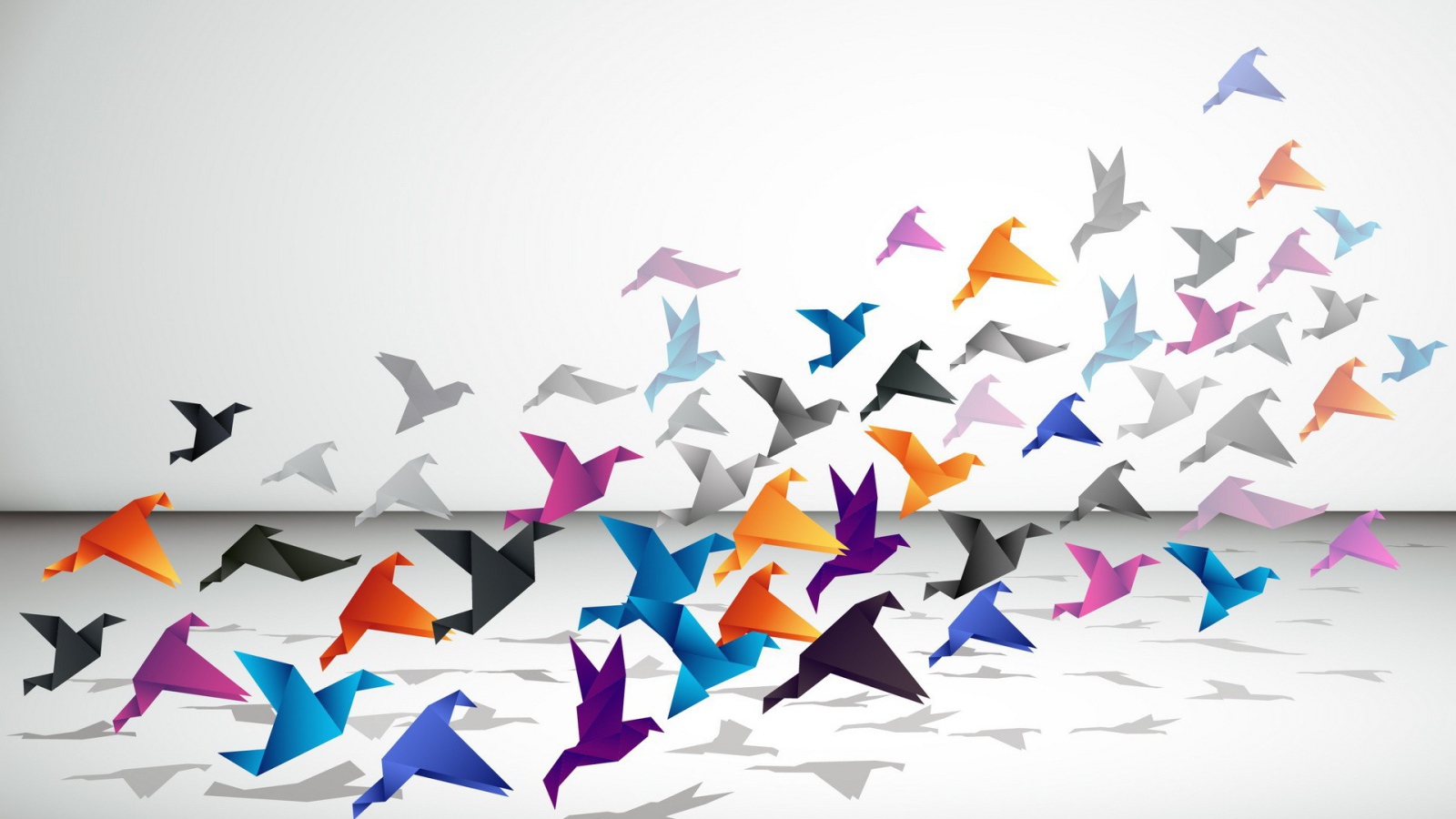 Журавли оригами взлетают в небо