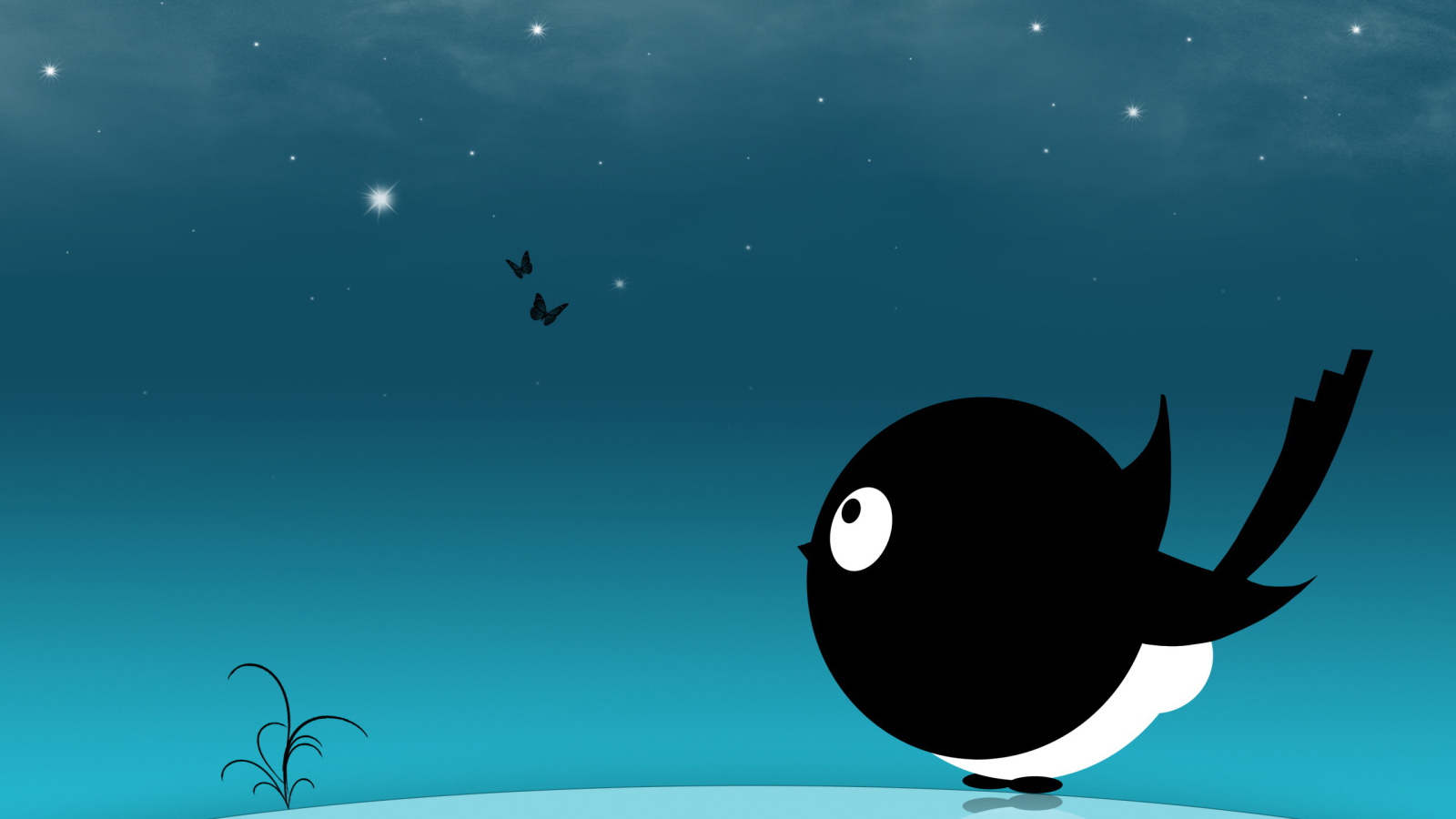 Ласточка смотрит на бабочек