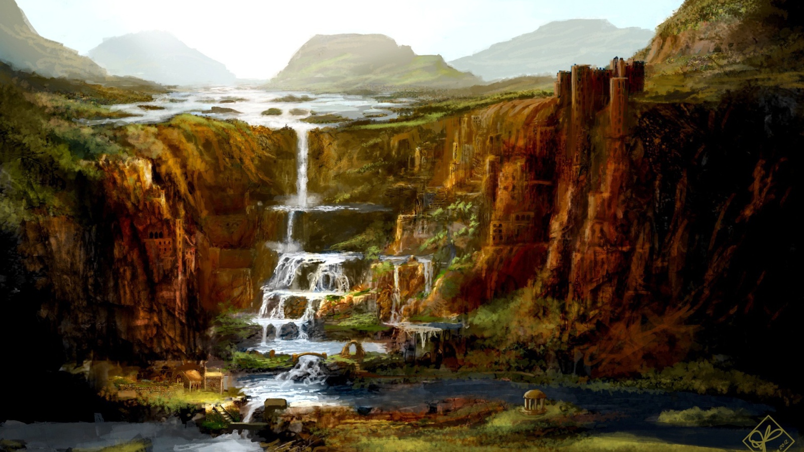 Ступенчатый водопад, рисунок