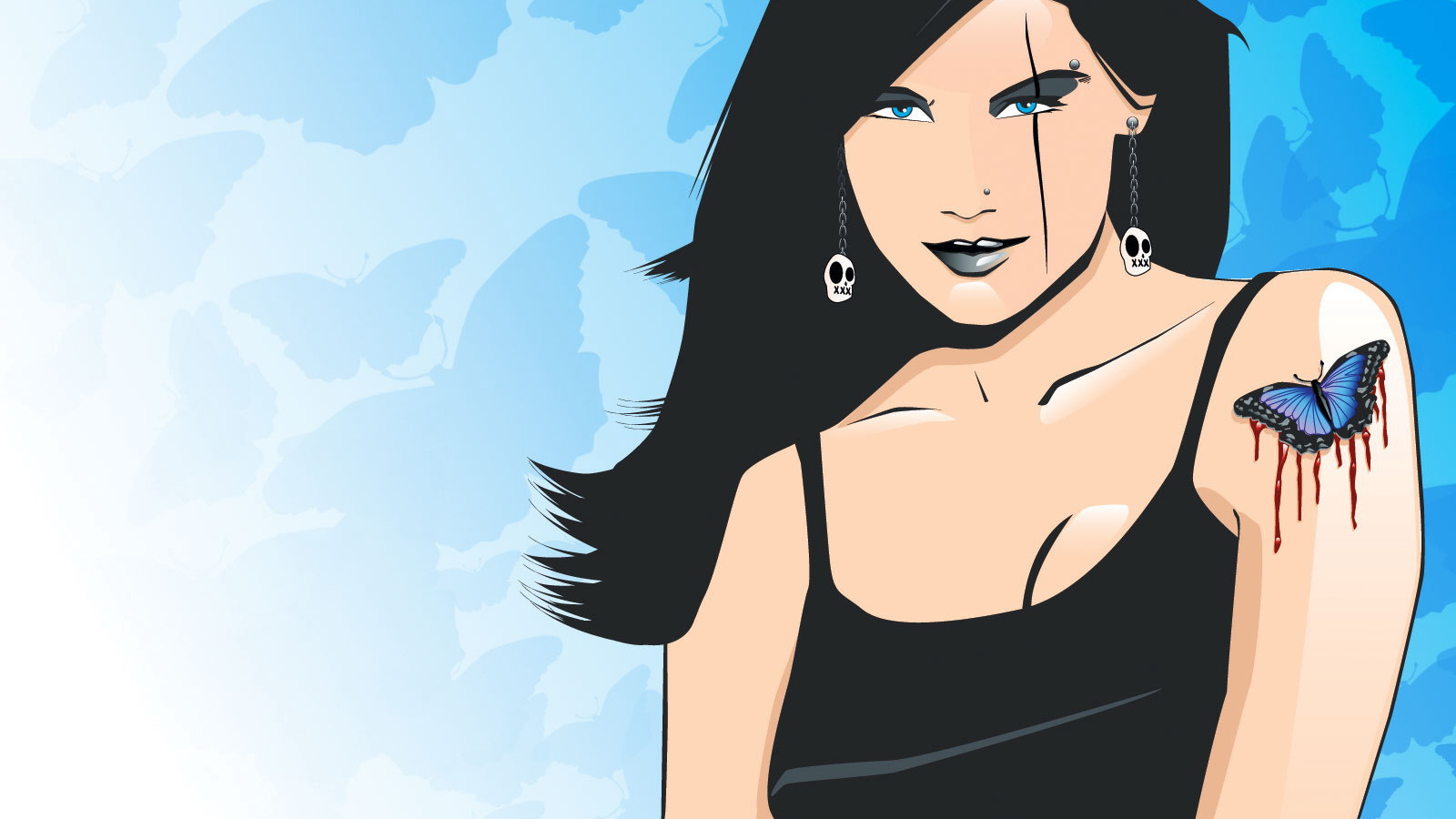 Бабочка на руке девушки