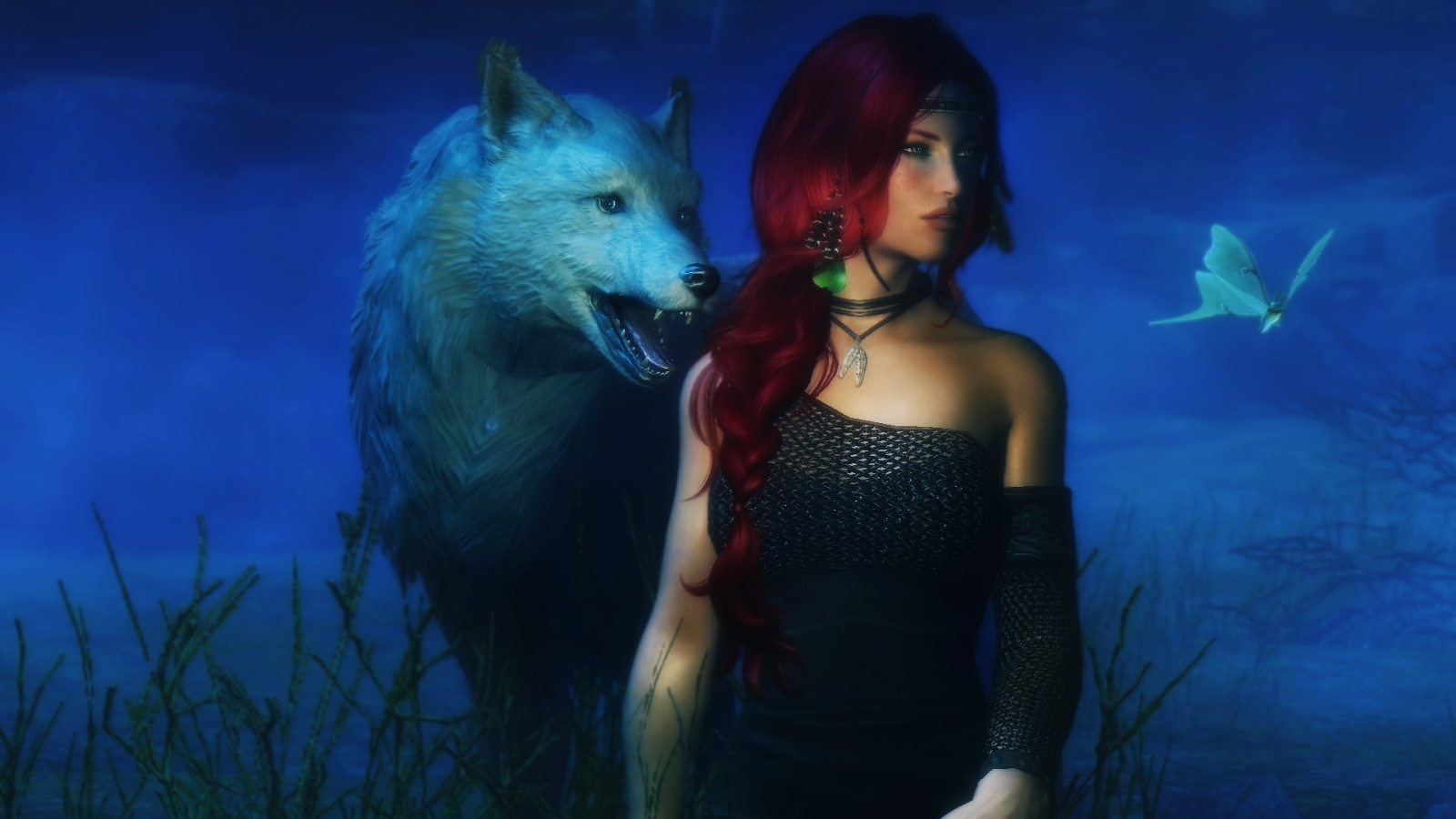 Девушка со своим ручным волком