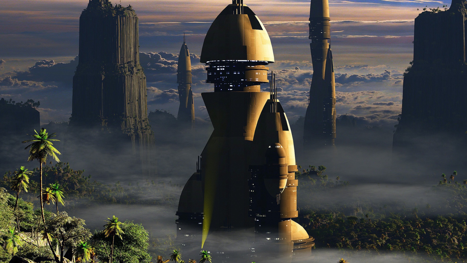 Фэнтези город в стране пальм