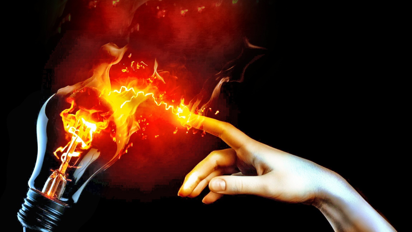 Рука и пылающая лампа