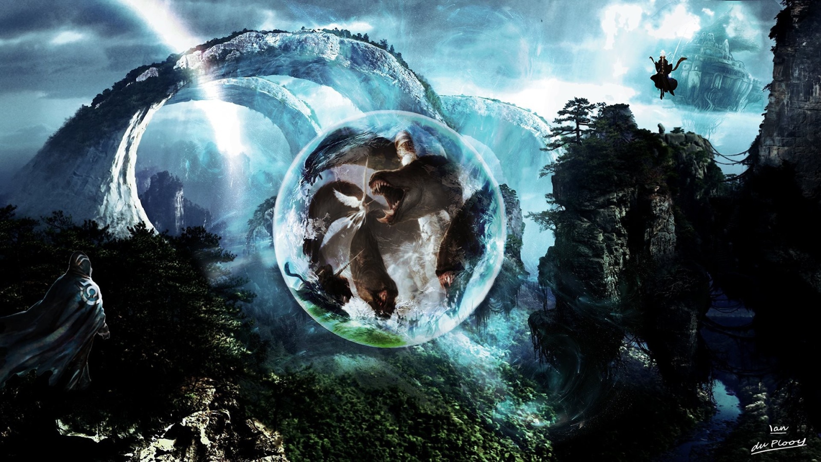 Маг заключил зверя в силовое поле