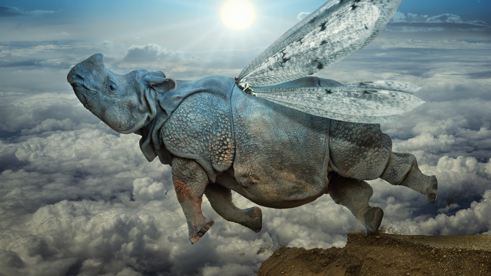 Носорог с крыльями стрекозы