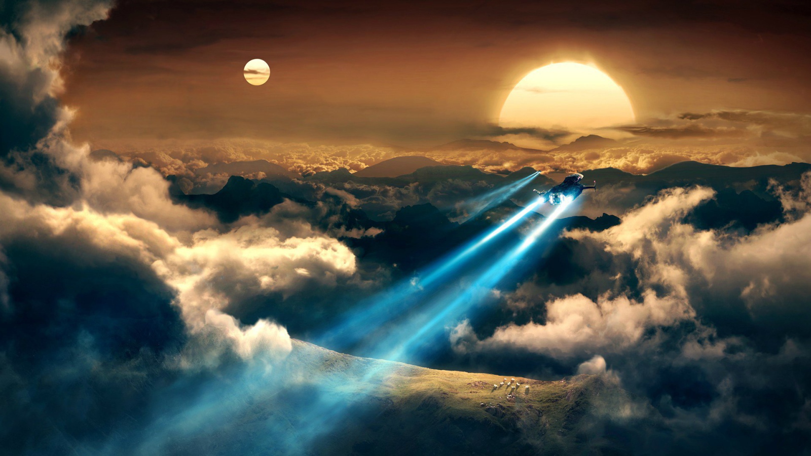 Космические истребители в облаках