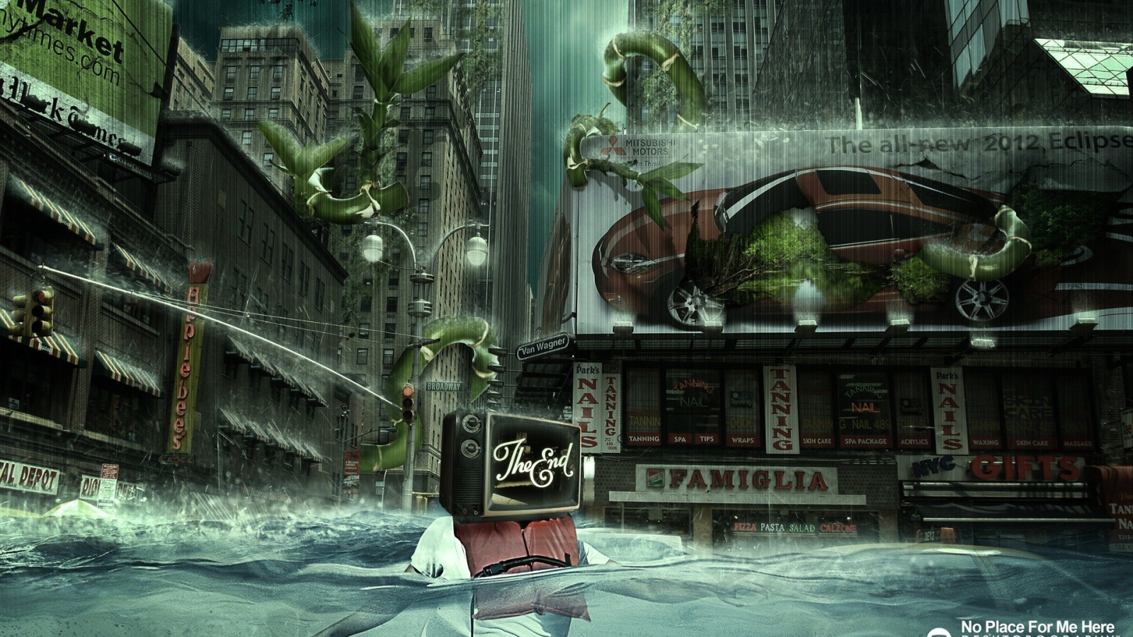 Город тонет в дожде и растениях