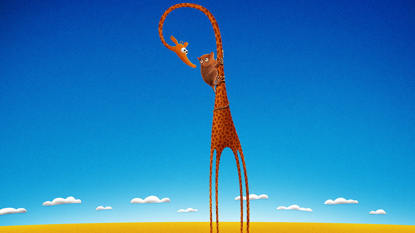 Обезьяна на жирафе