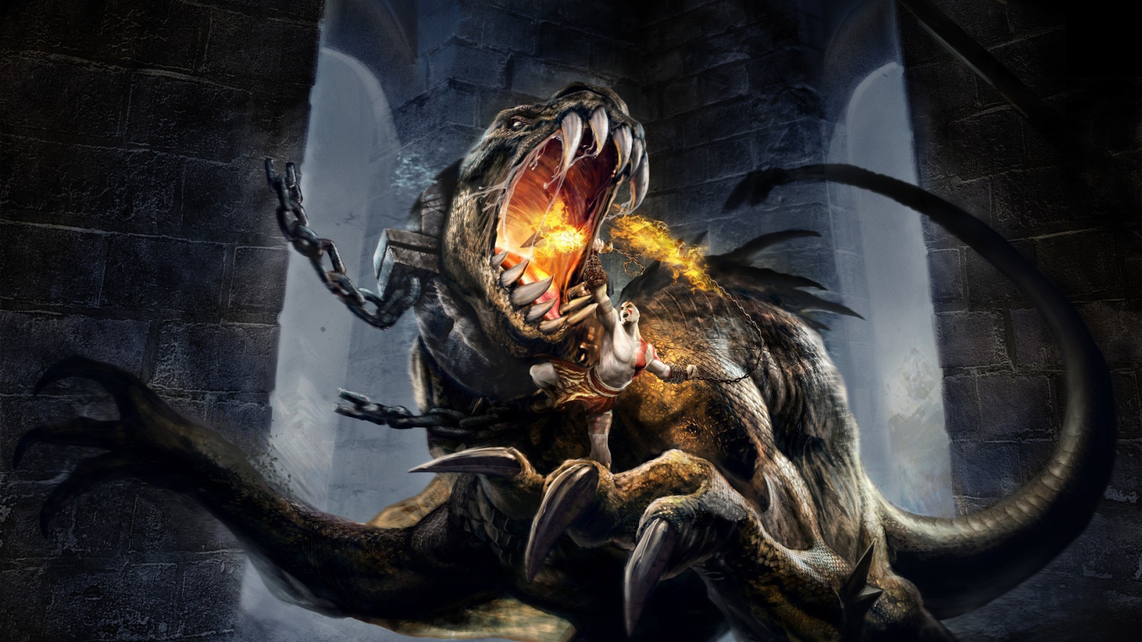 Огнедышащий зверь в игре God of War