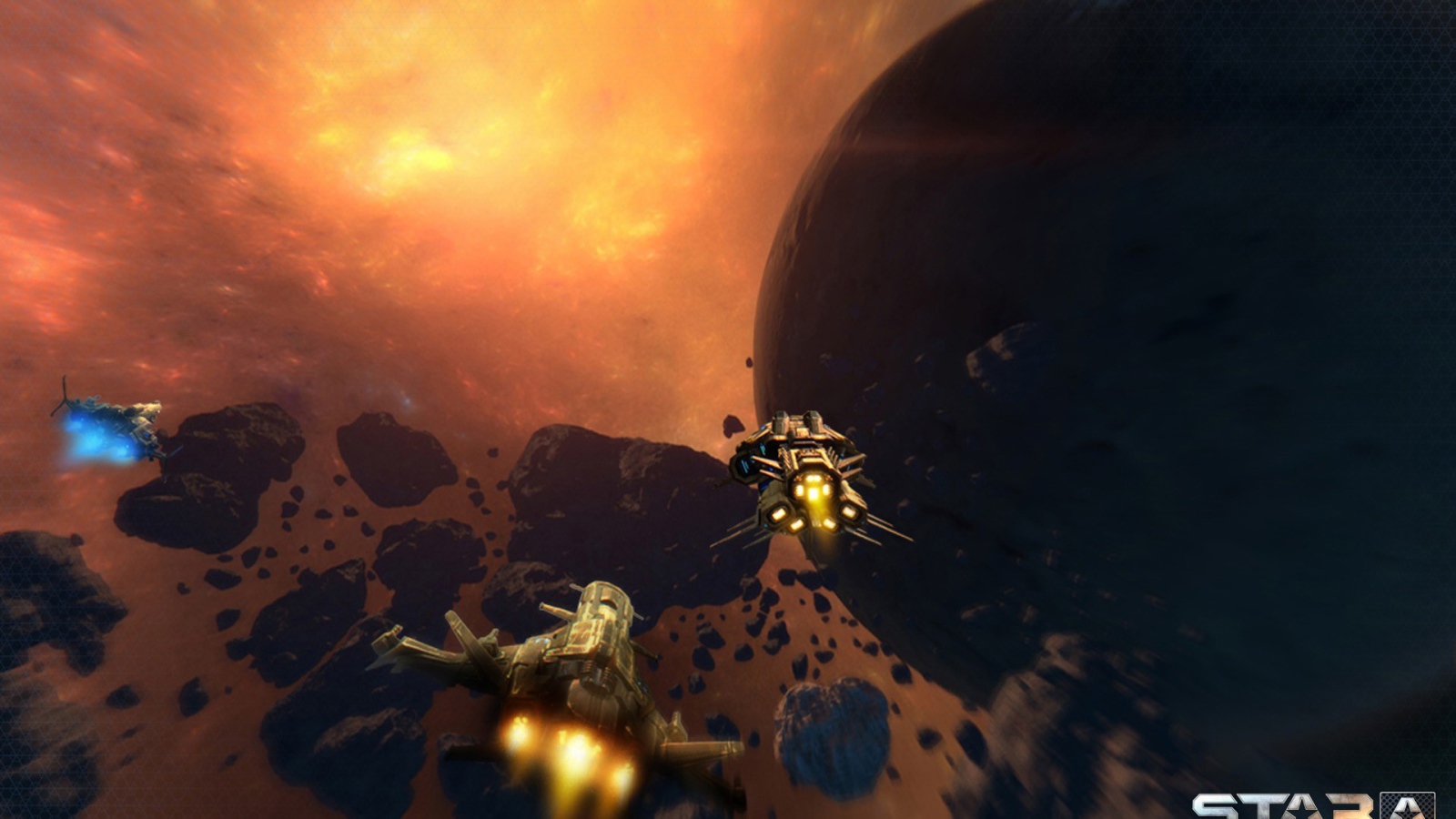 Полет между астероидами в игре Star conflict