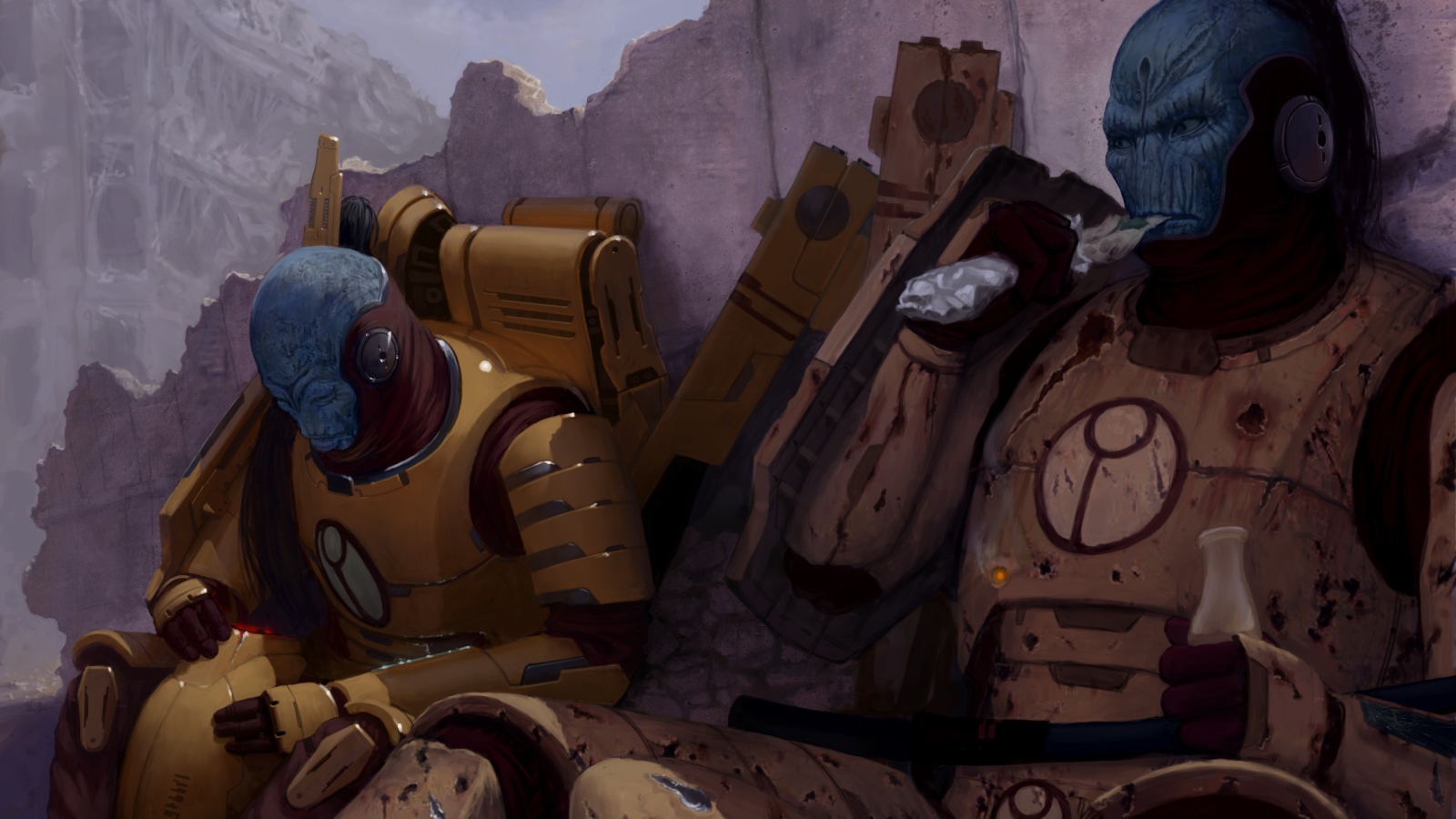 Солдаты империи на отдыхе в игре Warhammer 40000