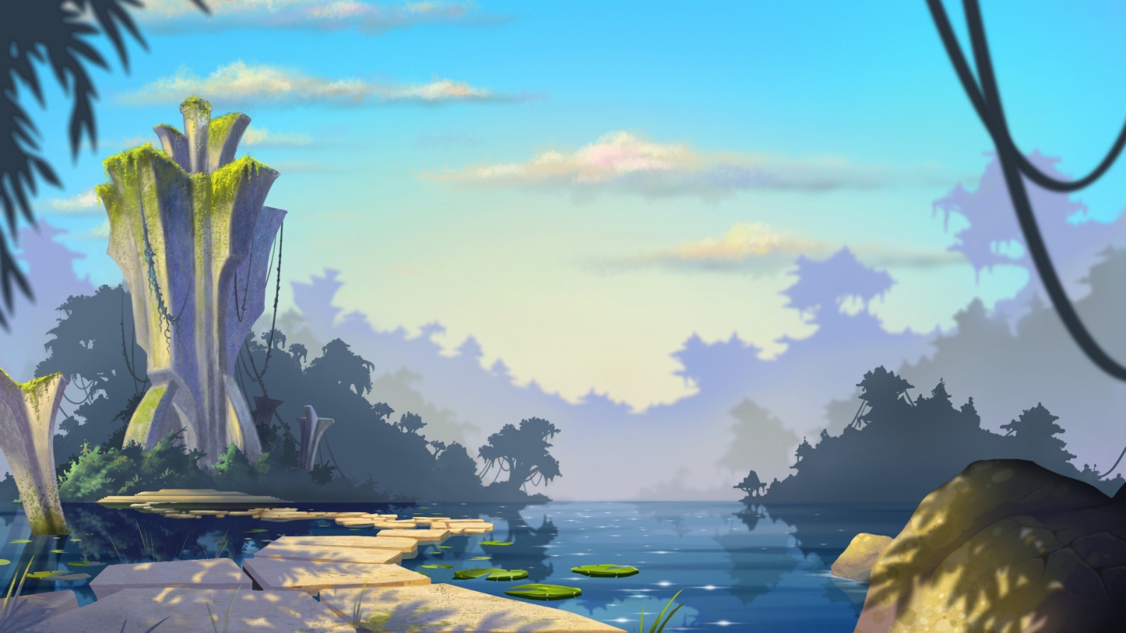 Строения в тропиках, фон игры Bejeweled 3