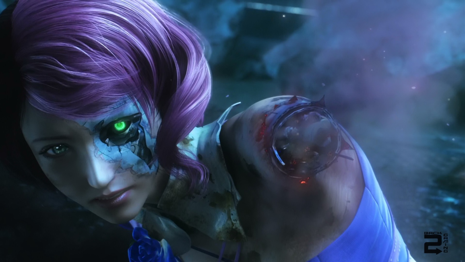 Девушка робот с зеленым глазом