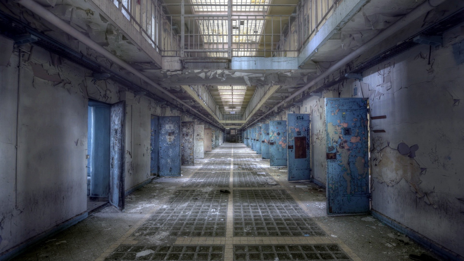 The interior of an abandoned prison
