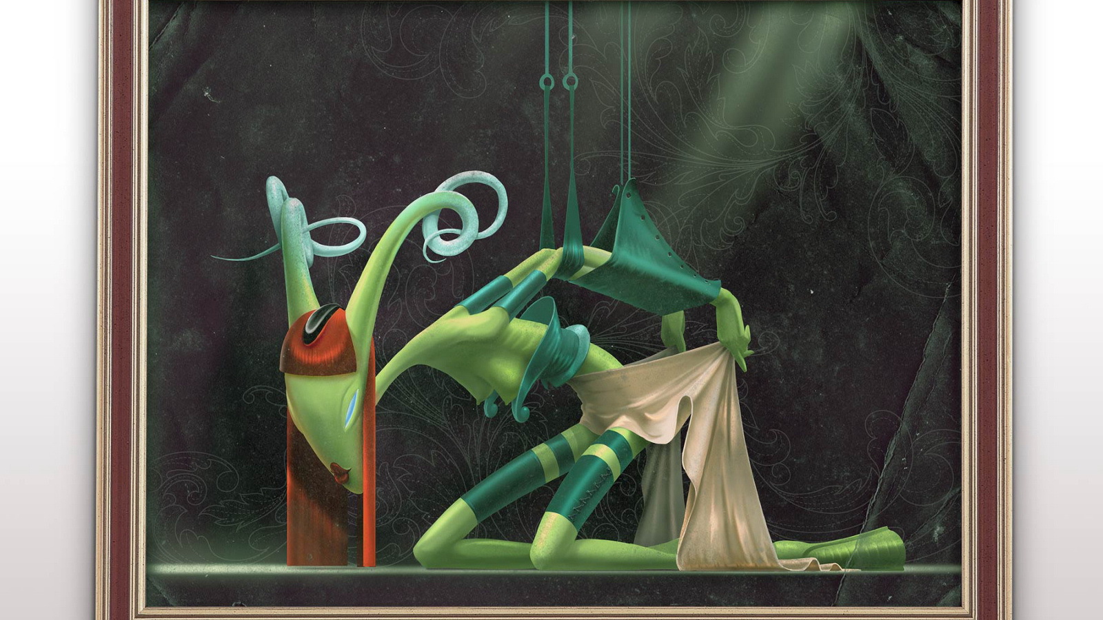 Милая пара смотрит на картину