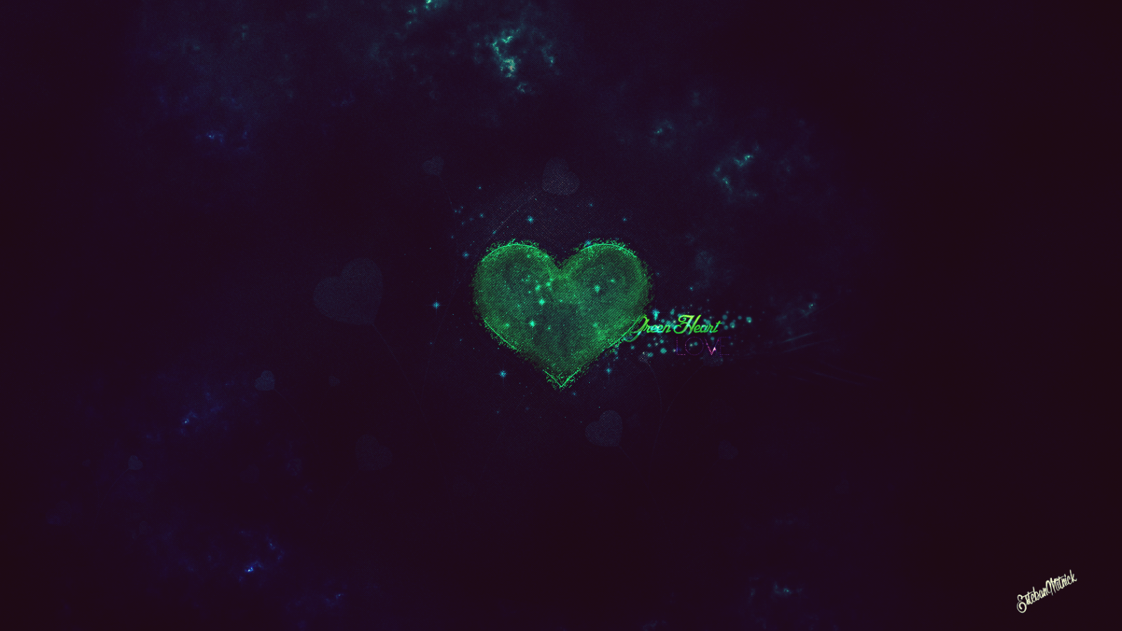 Зеленое сердце на черном фоне