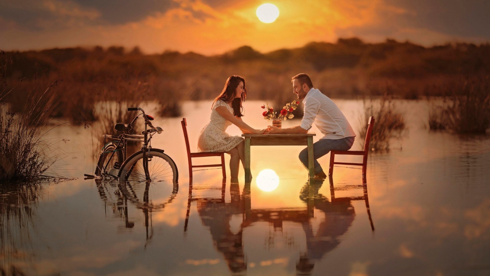Романтический ужин на затопленном поле