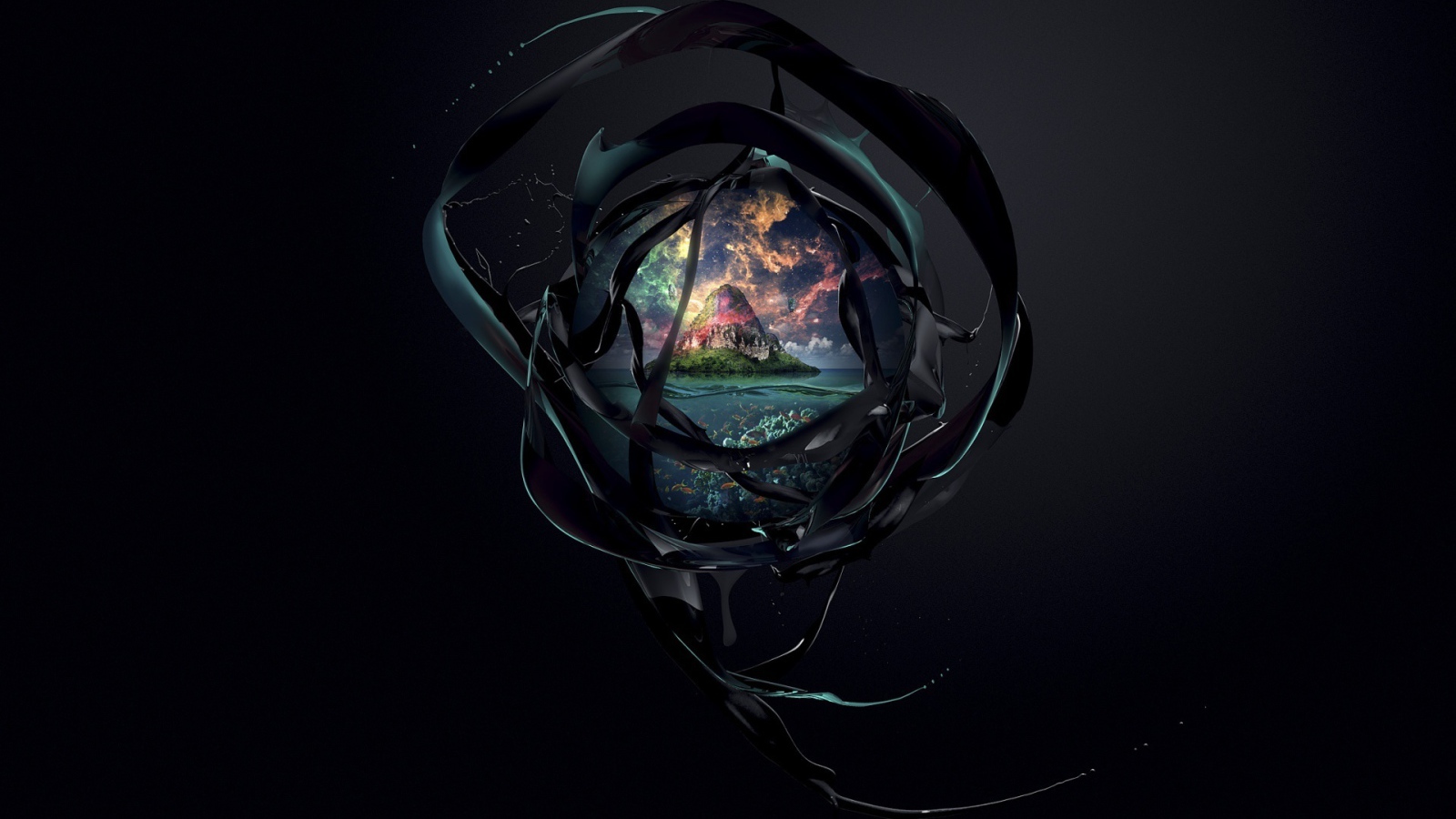 Остров на черном фоне