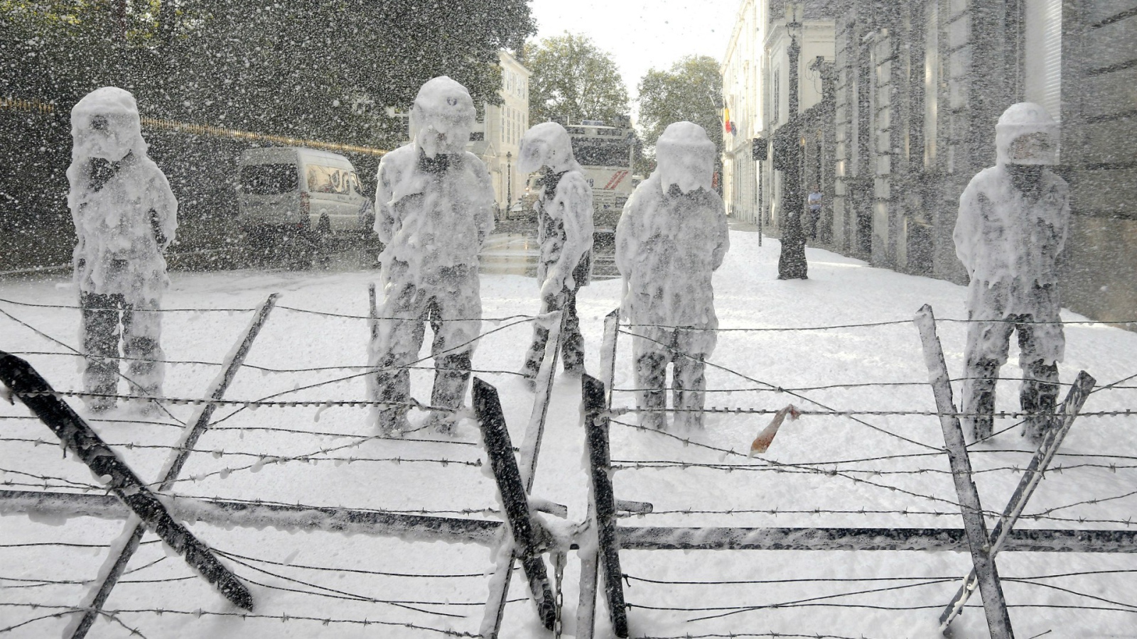 Полиция Брюсселя на забастовке бельгийских пожарных