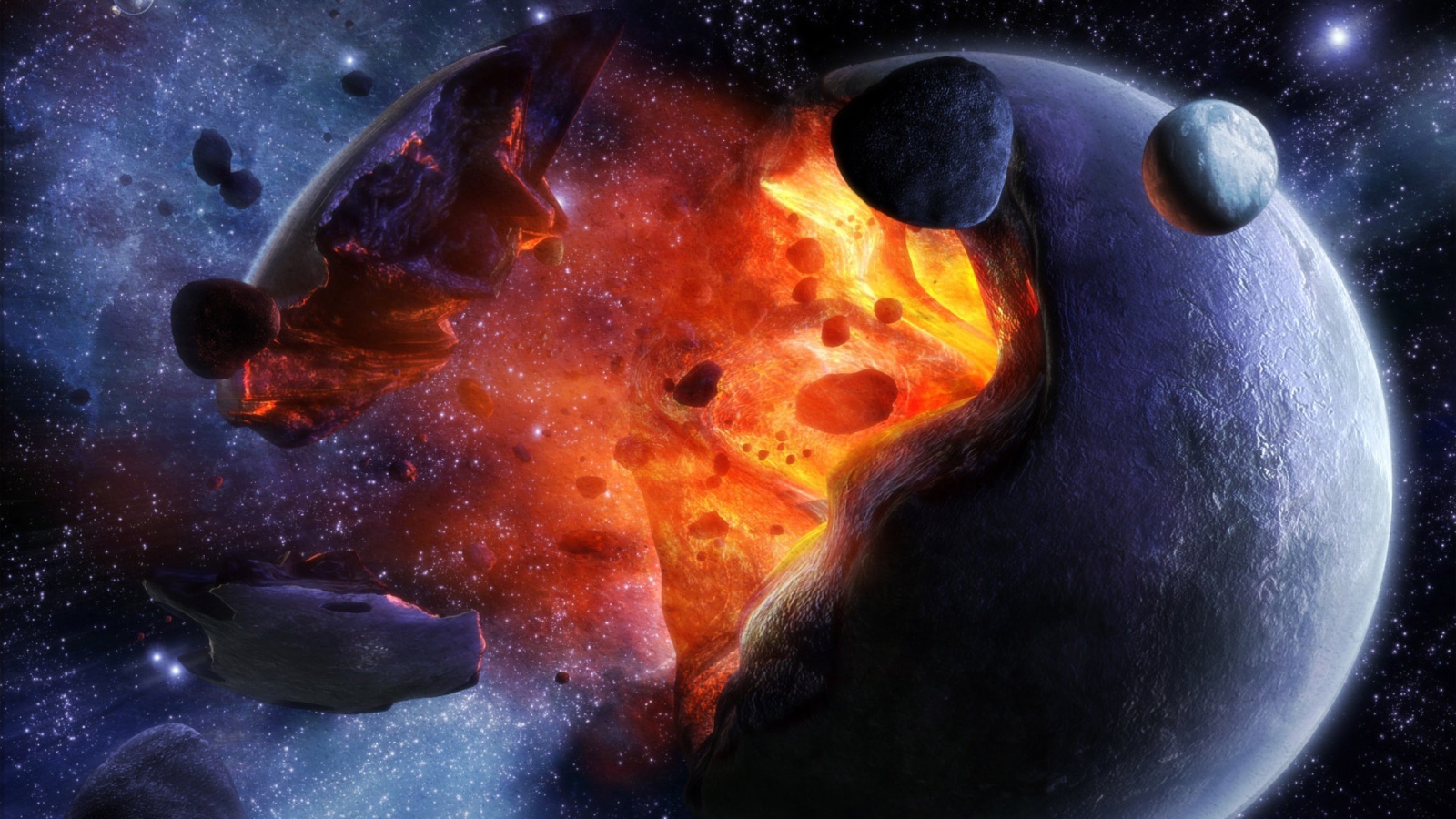 Кусок планеты отлетел в сторону