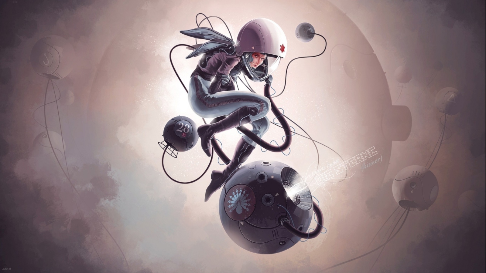 Астронавт с приборами в космосе