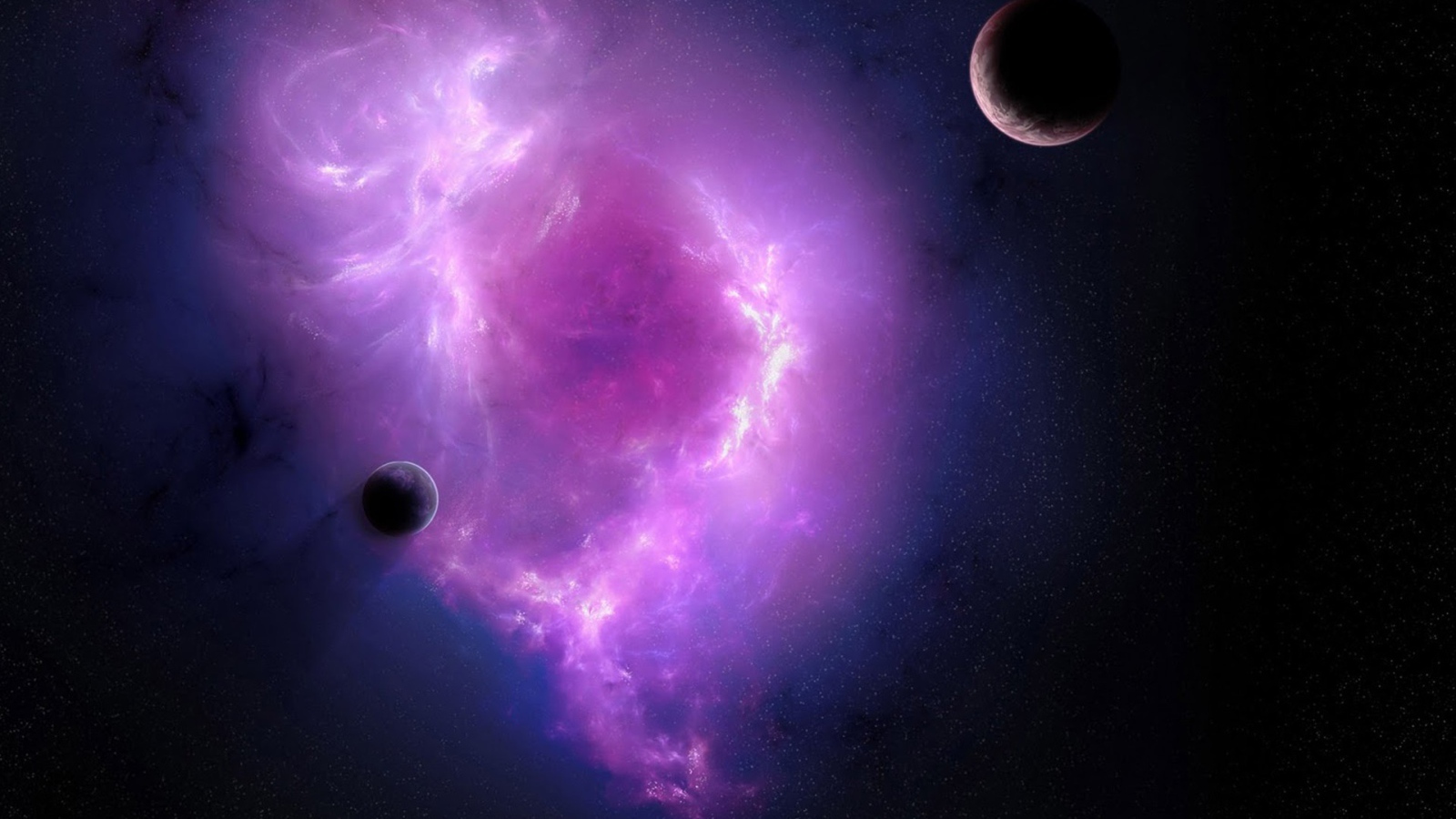 Луны на фоне фиолетовой галактики