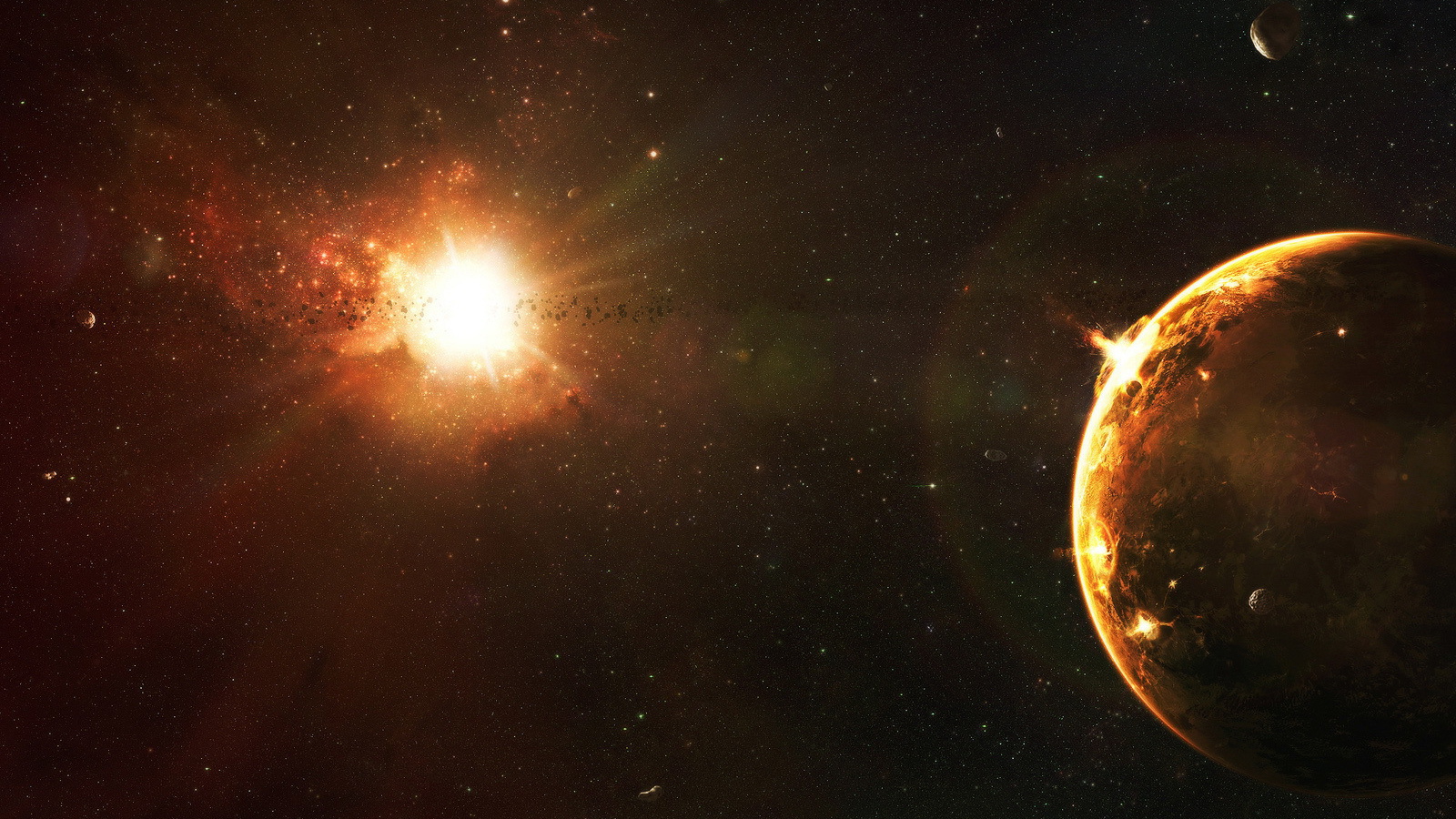 Звезда освещает планету