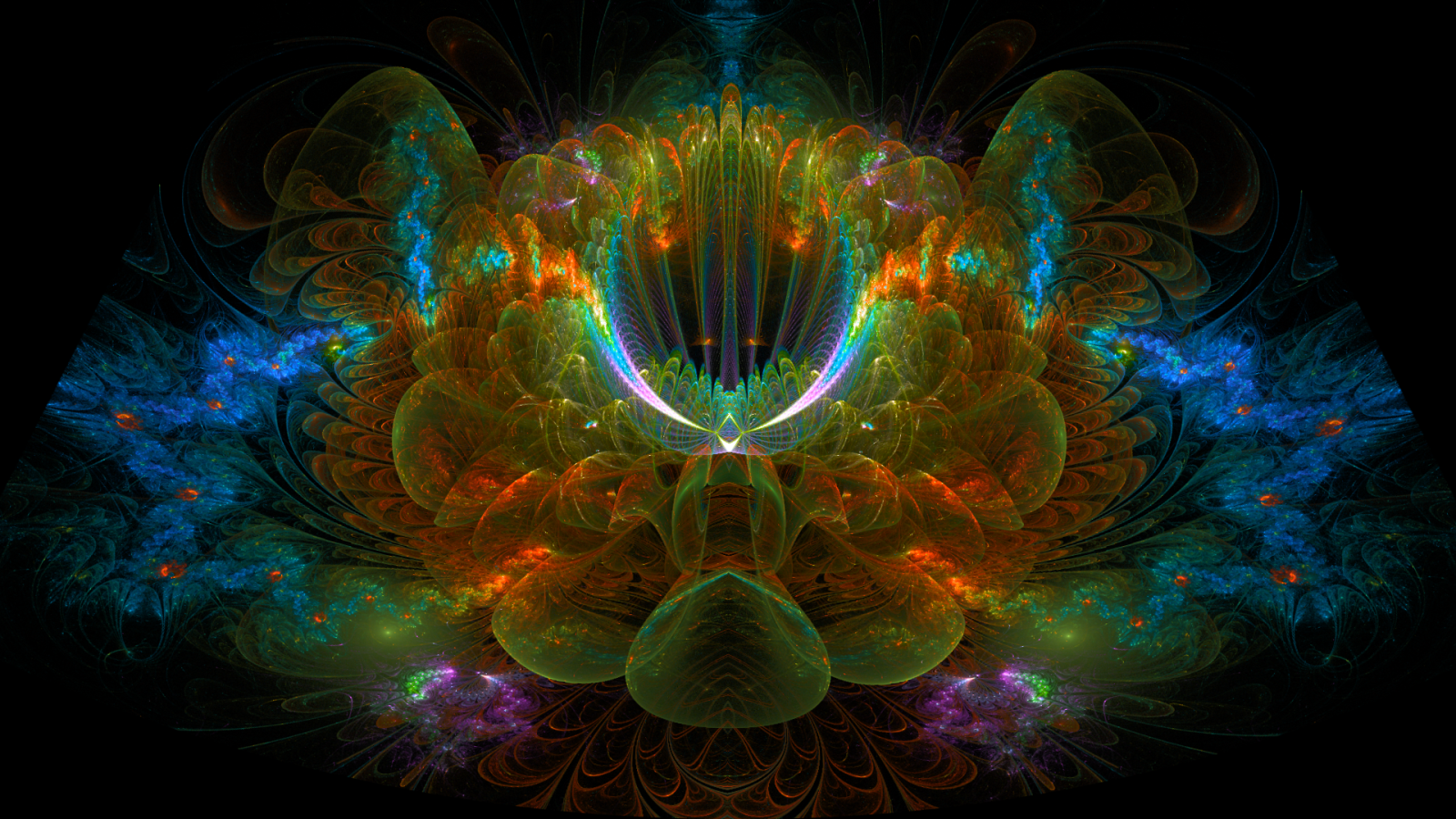 Необычный разноцветный фрактальный цветок  