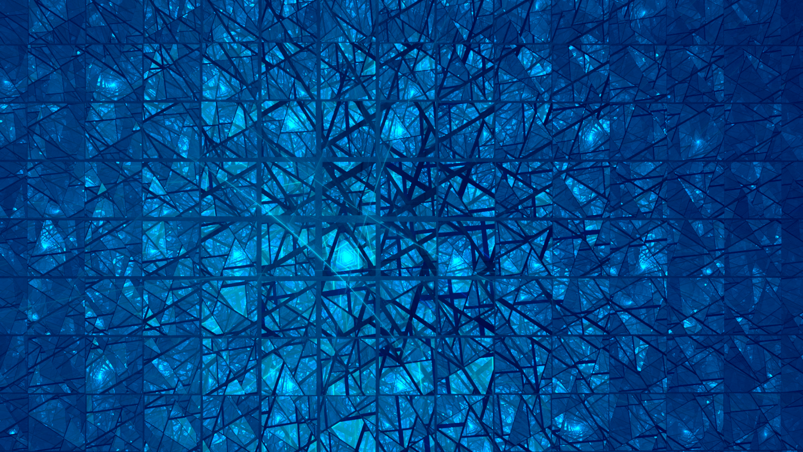 Синий фрактальный рисунок с зеркальными квадратами