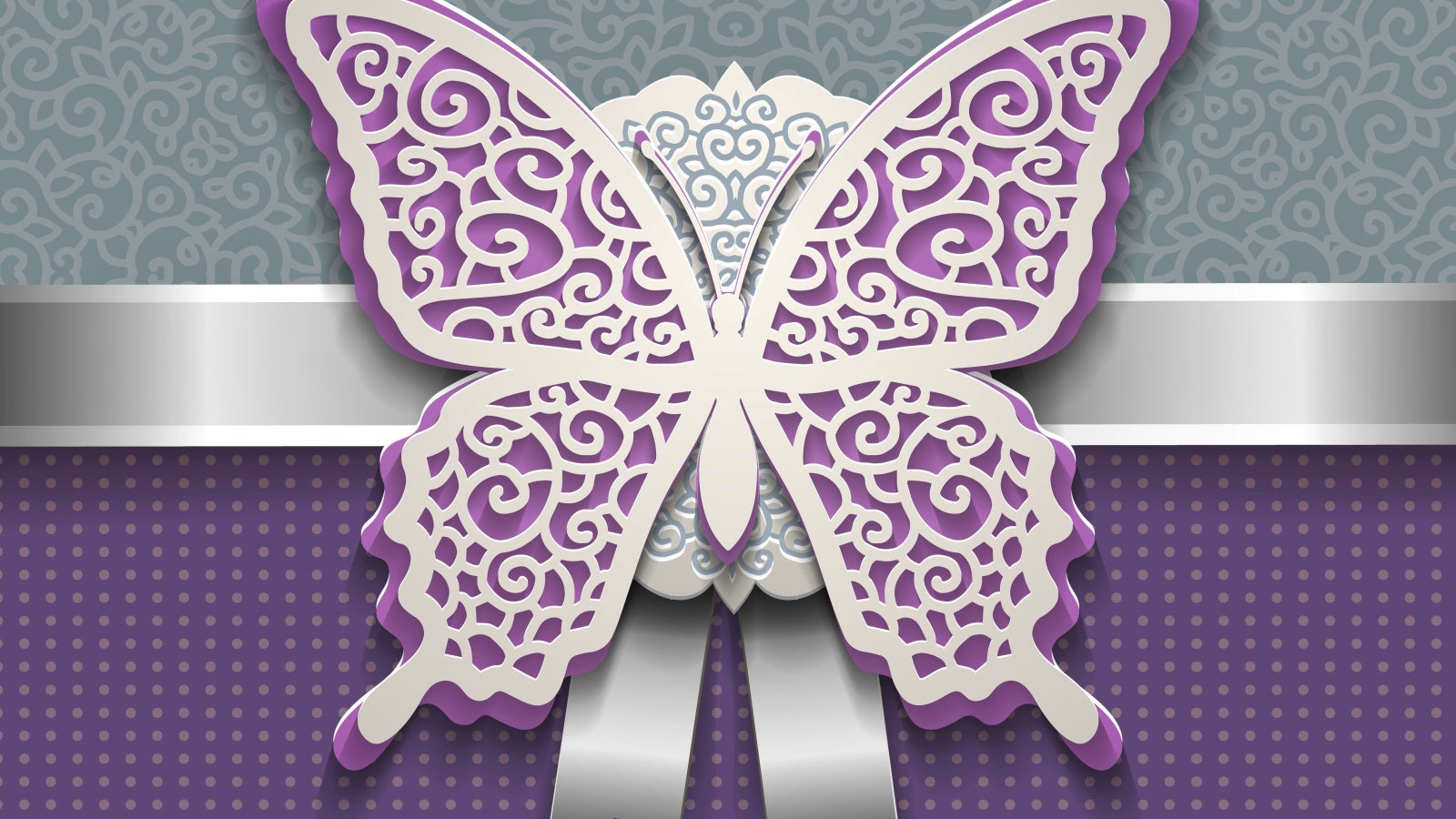 Пурпурная бабочка с белым, 3д графика