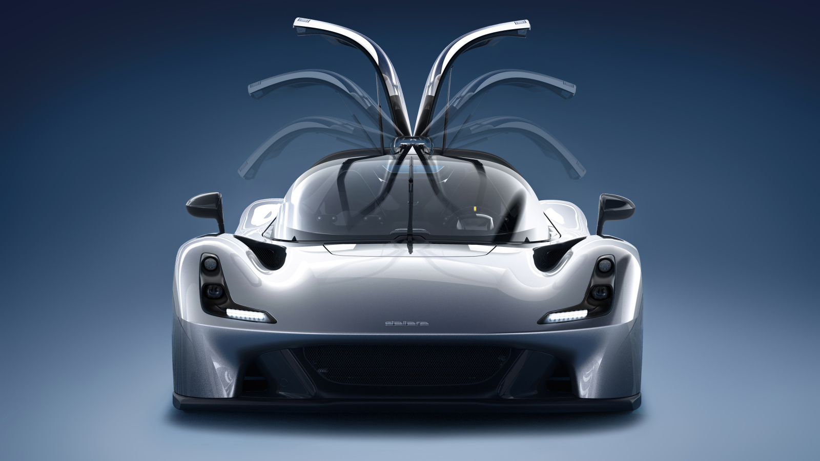 Серебристый автомобиль Dallara Stradale вид спереди